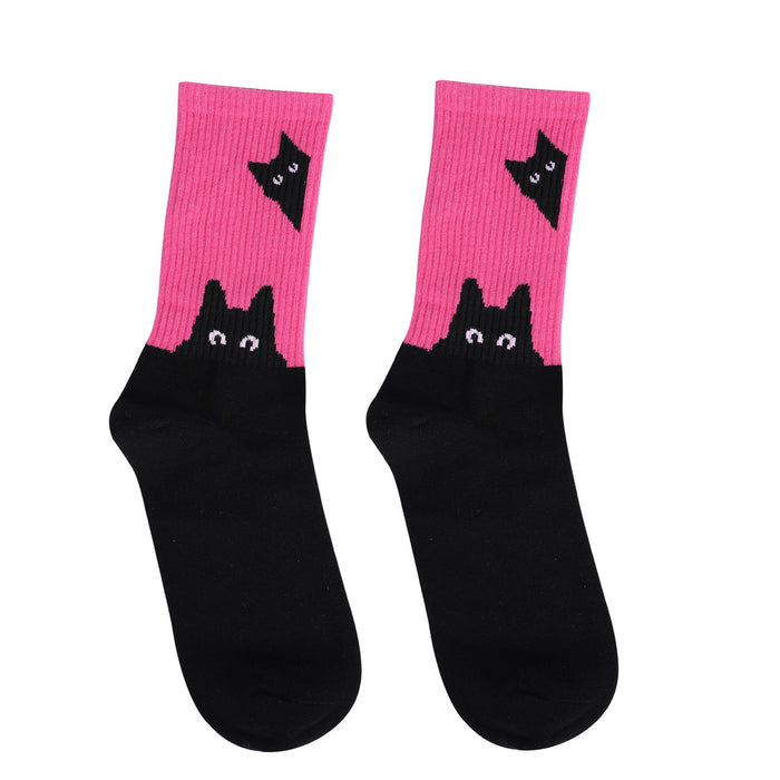 Calcetines al por mayor calcetines de tubo de algodón peinado gato negro jdc-sk-dff009