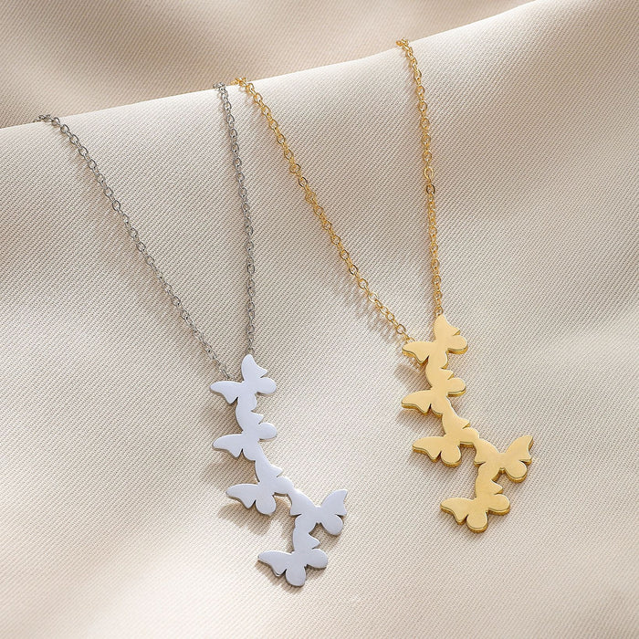 Wholesale Necklace Alloy Simple Retro Fashion Five Butterfly Pendants JDC-NE-D051