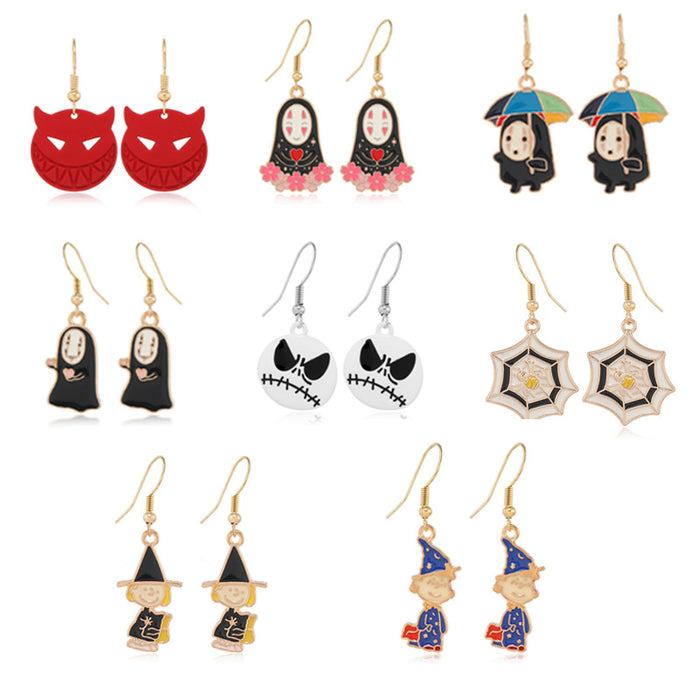 Wholesale Earrings Halloween Dripping Ghost Devil Earrings MOQ≥2 JDC-ES-ZL026