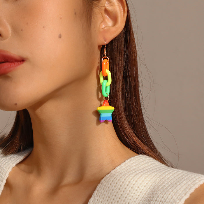 Wholesale Acrylic Long Candy Color Elegant Love Star Earrings JDC-ES-Qiandi014