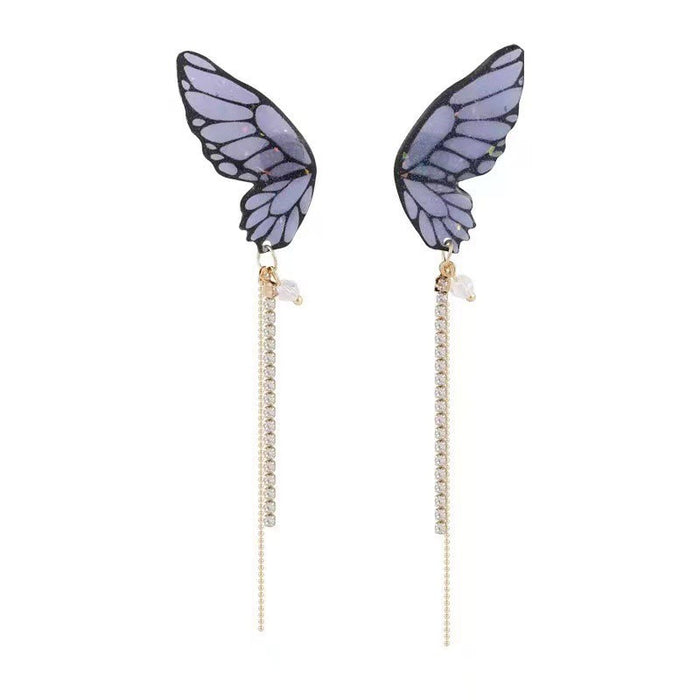 Wholesale Earrings Drop Glue Full Drill Long Tassel Butterfly Wings JDC-ES-Nina006