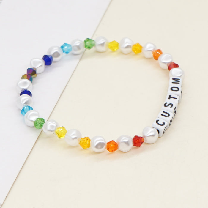 Wholesale Bracelet Diamond Crystal Pearl Letter Beads JDC-BT-GBH139