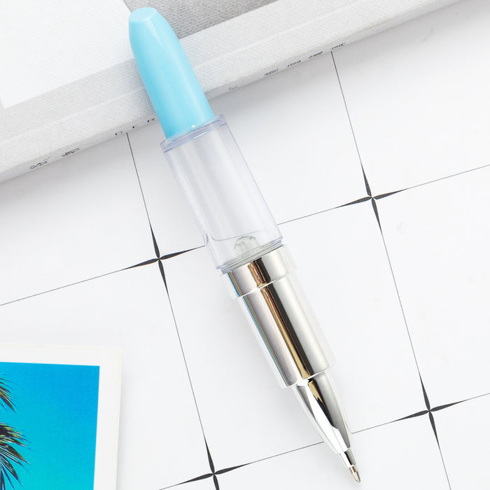 Pen de bolígrafo de plástico de forma de lápiz labial transparente al por mayor JDC-BP-HUAH040