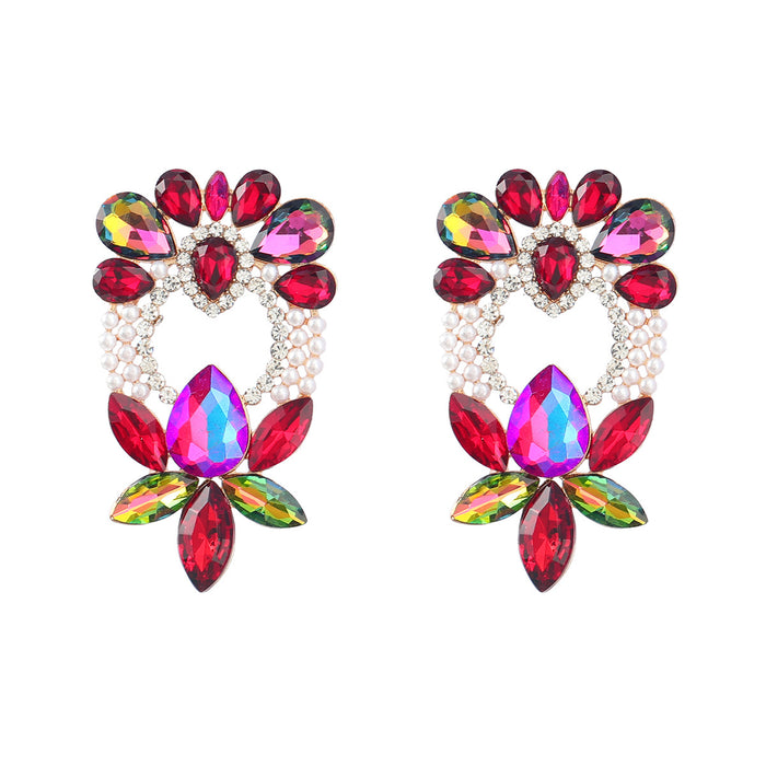 Wholesale Alloy Diamond Set Pearl Floral Earrings JDC-ES-JL992
