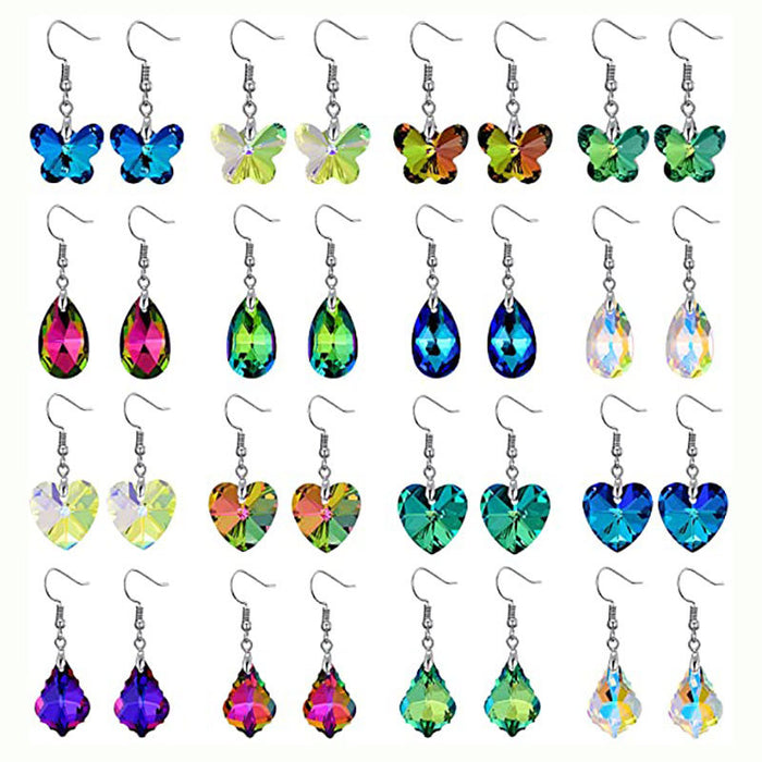 Wholesale glass crystal butterfly heart earrings sweet starfish MQO≥2 JDC-ES-qiuse011