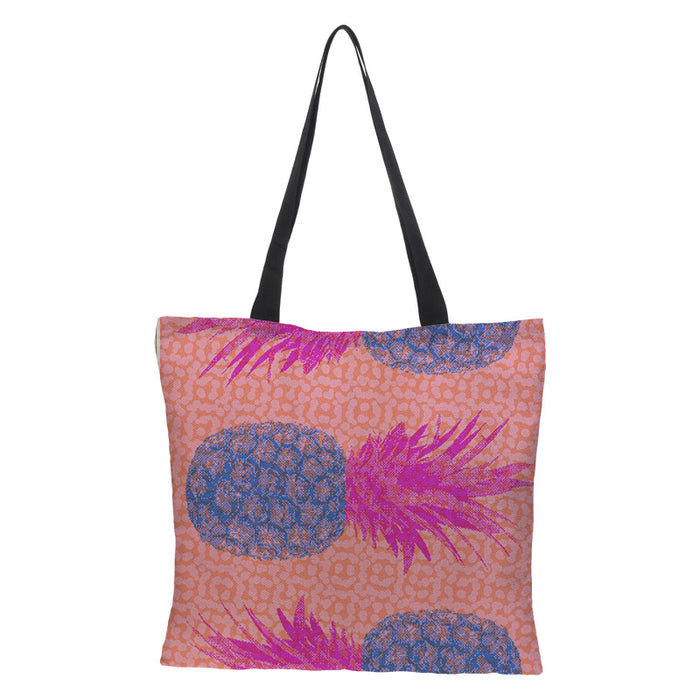 Wholesale Pineapple Cotton Linen Bag Ladies Handbag Shopping Bag Double Sided JDC-SD-QTu009