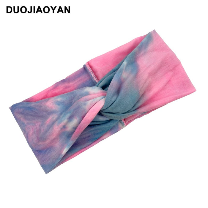 Wholesale Color Tie Dye Cross Wide Brim Fabric Hairband MOQ≥3 JDC-HD-Jiaoy010