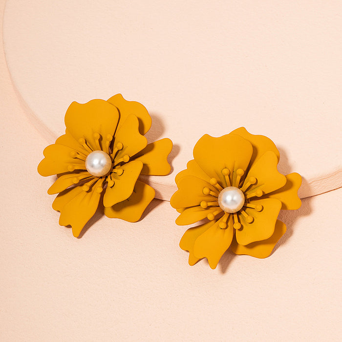 Wholesale Earrings Alloy Multicolor Flower Stud Earrings MQO≥2 JDC-ES-huilm007