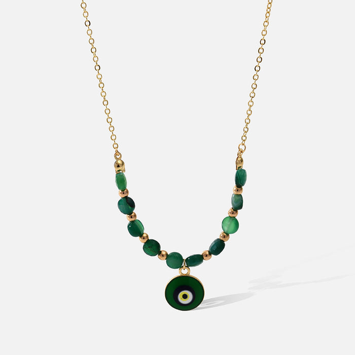 Wholesale necklace alloy green eyes color matching cartoon JDC-NE-YiD039