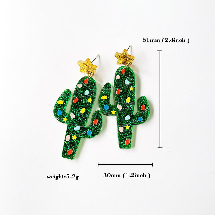 Wholesale Earrings Acrylic Glitter Christmas Tree Alpaca Dinosaur JDC-ES-Xuep066