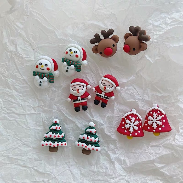 Wholesale Earrings Resin Christmas Cute Santa Elk JDC-ES-KaL001