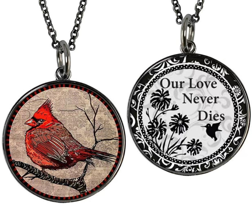Wholesale Necklace Alloy Glass Piece Red Bird Time Stone Pendant Sweater Chain MOQ≥2 JDC-NE-TingYue001