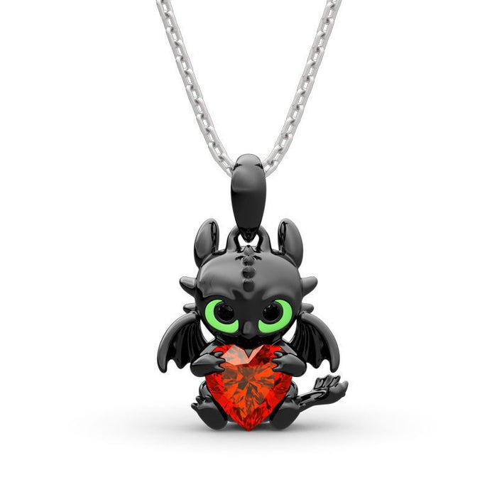 Wholesale Necklace Alloy Mini Cartoon Dragon Hug Heart Pendant MOQ≥2 JDC-NE-LingY005
