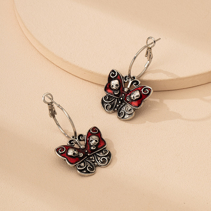 Wholesale Earrings Alloy Halloween Butterfly Skull MQO≥2 JDC-ES-huilm004
