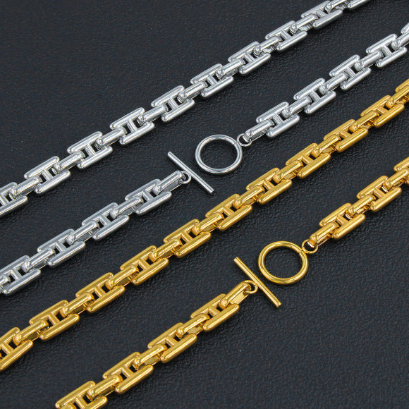 Wholesale Necklaces Titanium Steel Zircon Tennis Chain Splice JDC-NE-YeS001