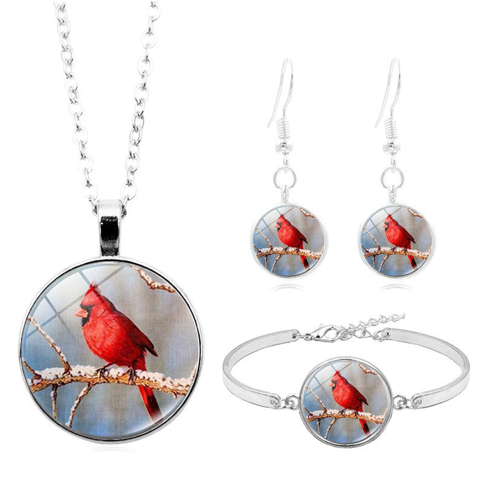 Collares al por mayor Piece de vidrio de vidrio Cardinal Joyería de pájaros MOQ≥2 JDC-Ne-Hengx008