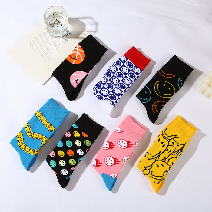 Wholesale Socks Cotton Creative Smiley Socks MOQ≥5 JDC-SK-XinH014