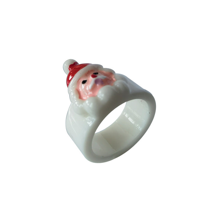 Wholesale Rings Resin Cartoon Christmas Tree Bell Santa Claus MOQ≥2 JDC-RS-ZL001