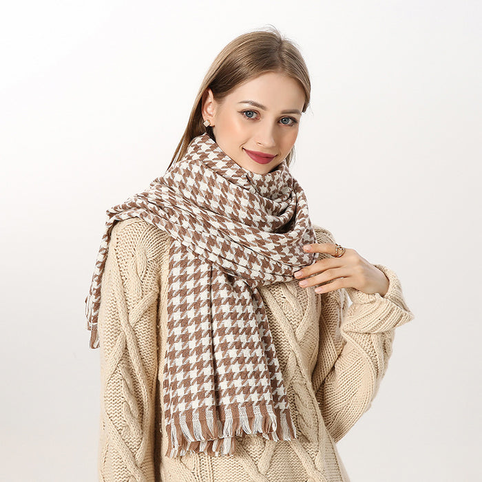 Wholesale Scarf Imitation Cashmere Houndstooth Thick Thick Warm Long Scarf JDC-SF-Randai002