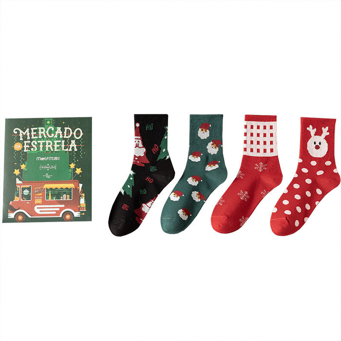 Capetio de algodón de calcetín al por mayor Caja de regalo de dibujos animados de navidad lindo MOQ≥2 JDC-SK-BZX002