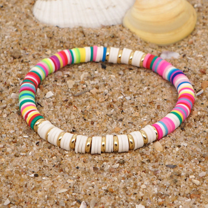 Wholesale Boho Stainless Steel Spacer Bead Bracelet Colorful Ethnic Style Clay bead bracelet  JDC-BT-YuX005