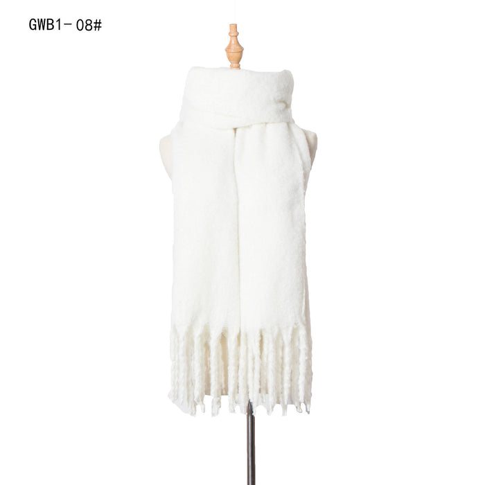 Wholesale Scarf Imitation Cashmere Warm Thick Solid Color Tassel Shawl JDC-SF-Junhao003