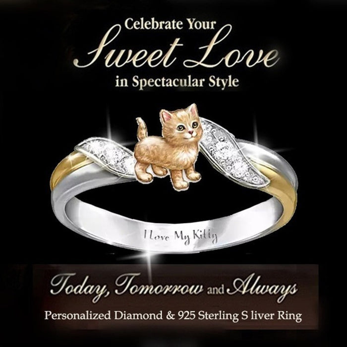 Wholesale Cat Diamond Alloy Ring JDC-RS-ChenR040