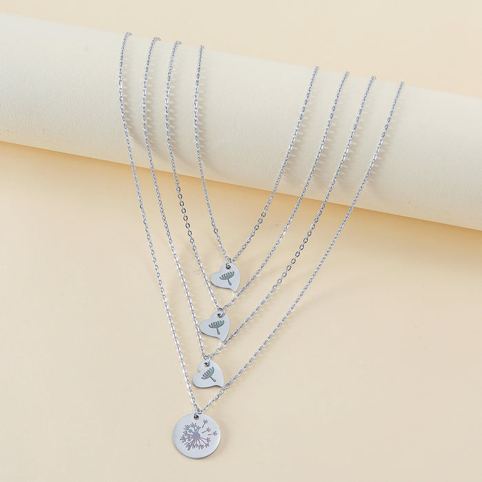 Wholesale Back to School Season Stainless Steel Dandelion Parent-Child Necklace Clavicle Chain JDC-NE-LanT003