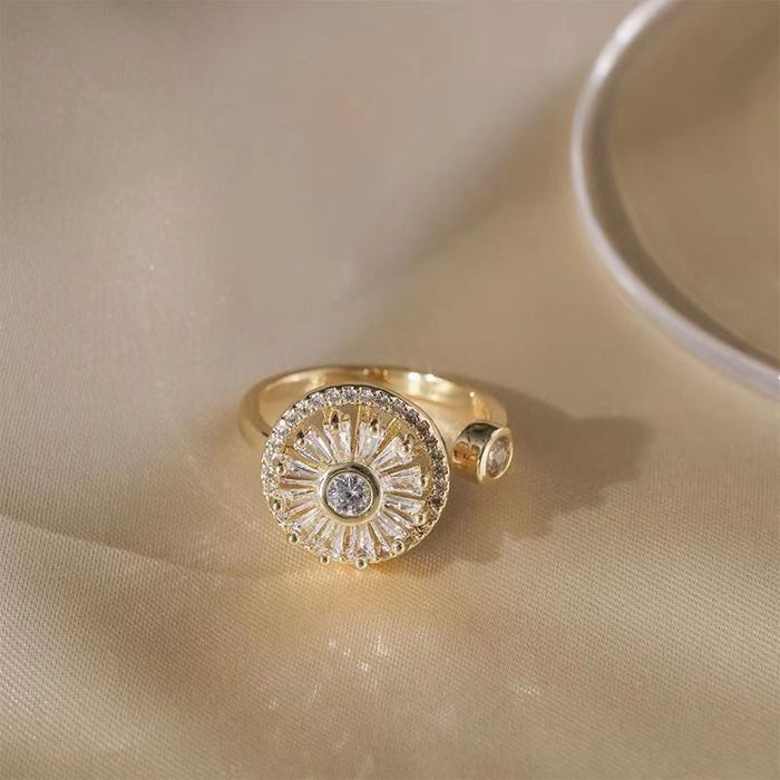 Wholesale Ring Brass Large Zircon Opening JDC-RS-XinZ001