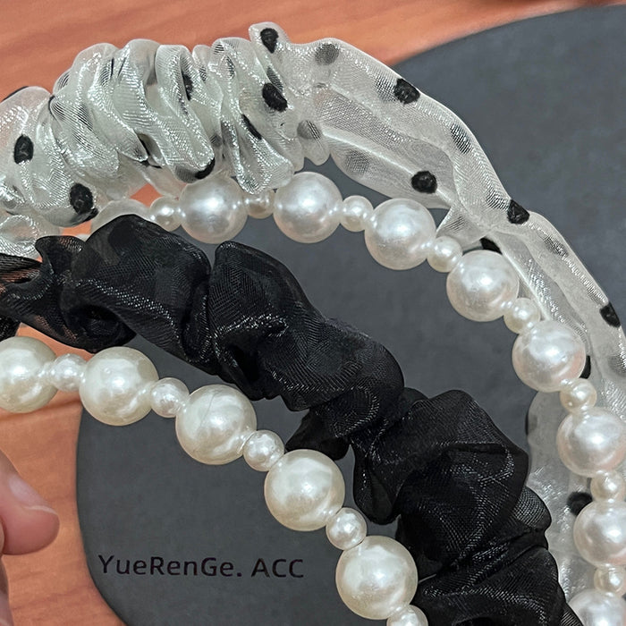 Wholesale Headband Cloth Vintage French Pearls JDC-HD-YueRG001