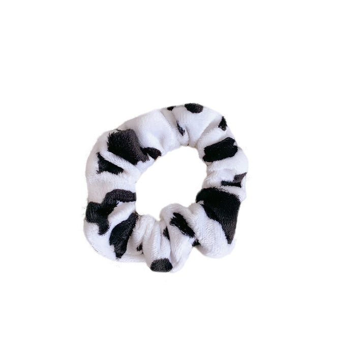 Patrón de vaca de felpa al por mayor anillo de cabello de color anillo de intestino grande tocado JDC-hs-yuting002