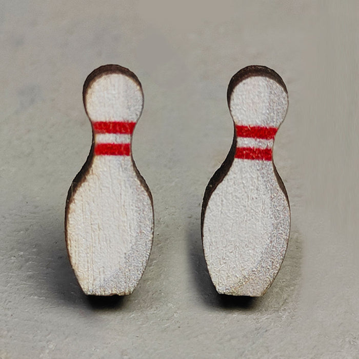 Wholesale Earrings Wooden Boxing Gloves Badminton Bowling Balls 2 Pairs JDC-ES-HeYi084