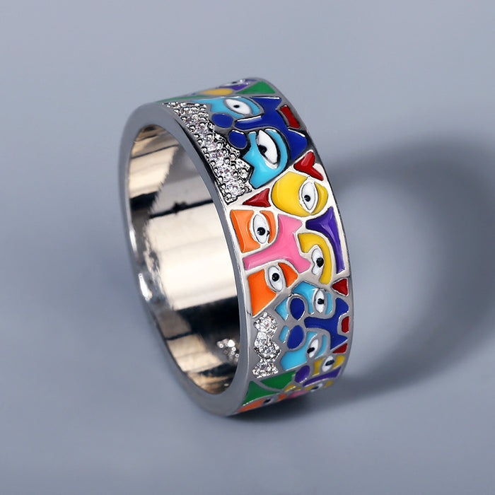 Wholesale enamel diamond ring accessories index finger multi eye ring JDC-RS-SMLK001