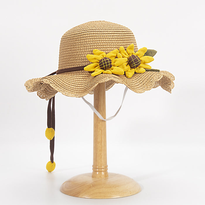 Enfants en gros Sunflower Papyrus Sun Protection Hat Chapeau de paille JDC-SH-YEUAN006