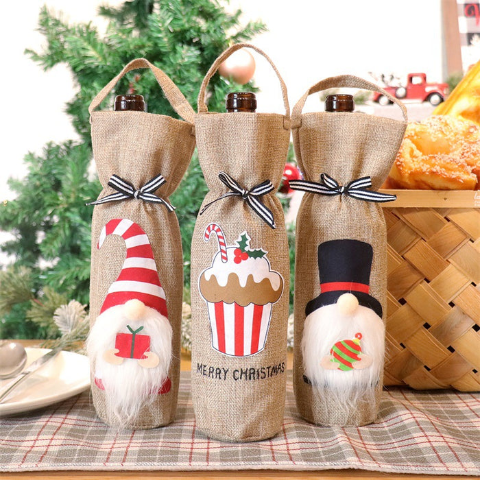 Wholesale Decorative Fabric Christmas Faceless Old Man Portable Wine Bottle Cover JDC-DCN-TeW001