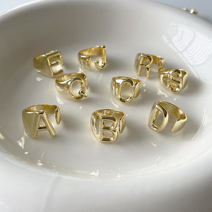 Jewelry WholesaleWholesale Letter Copper Gold Plated Adjustable Ring JDC-RS-XinH004 Rings 新恒 %variant_option1% %variant_option2% %variant_option3%  Factory Price JoyasDeChina Joyas De China