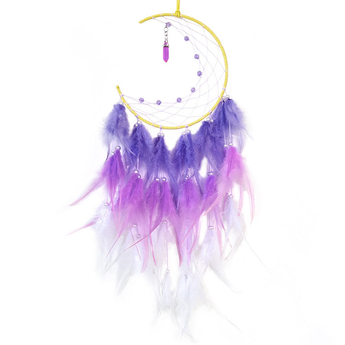 Wholesale Dream Catcher Feather Crystal Stone Pendant Wind Chime Gradient Color MOQ≥2 JDC-DC-MYing039