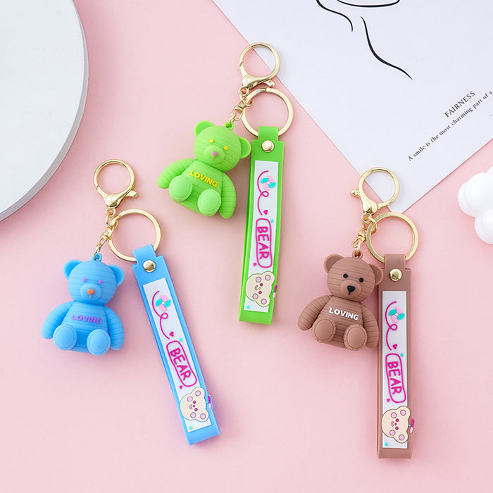 Wholesale Keychains For Backpacks PVC Bear Keychain Love Bear Cute Girl Heart MOQ≥2 JDC-KC-YY030