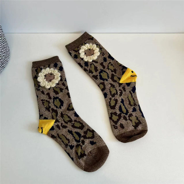 Calcetines al por mayor algodón otoño invernal leopardo impresión jdc-sk-xuxu003