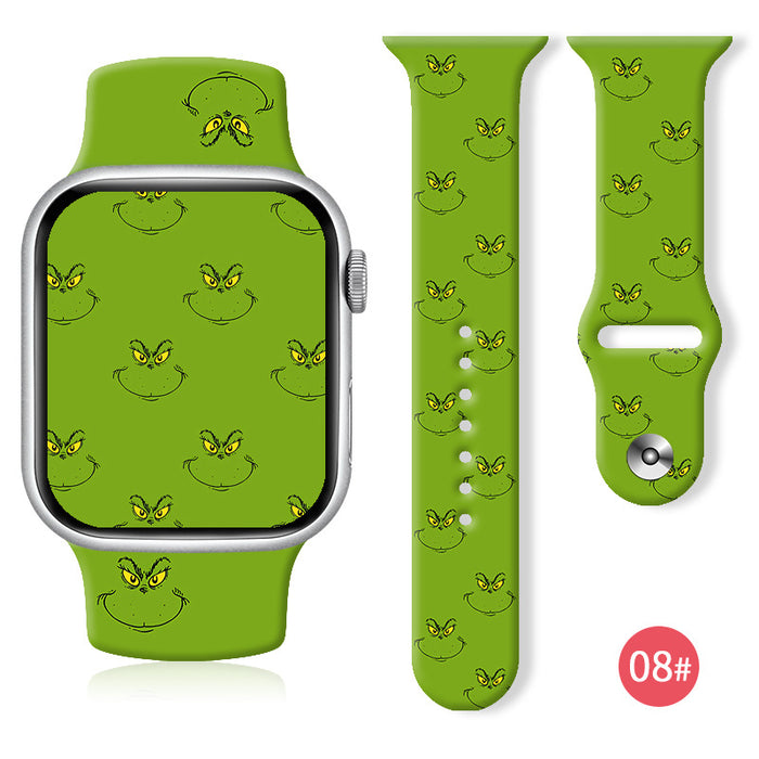 Wholesale Cartoon Christmas Silicone Strap Suitable for Apple Watch Strap JDC-WD-NuoQi004