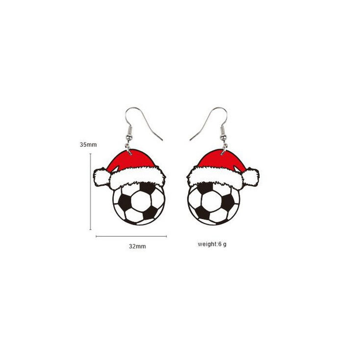 Wholesale Earrings Acrylic Christmas Hat World Cup Football Rugby Basketball Volleyball JDC-ES-Xuep075