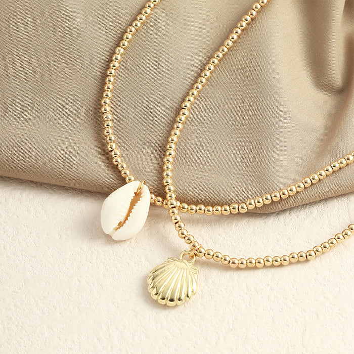 Jewelry WholesaleWholesale gold pearl white shell necklace JDC-NE-E316 necklaces 奈珠 %variant_option1% %variant_option2% %variant_option3%  Factory Price JoyasDeChina Joyas De China