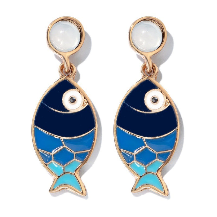 Wholesale Earrings Alloy Bohemian Gradient Drip Fish Ocean MQO≥2 JDC-ES-lingg020