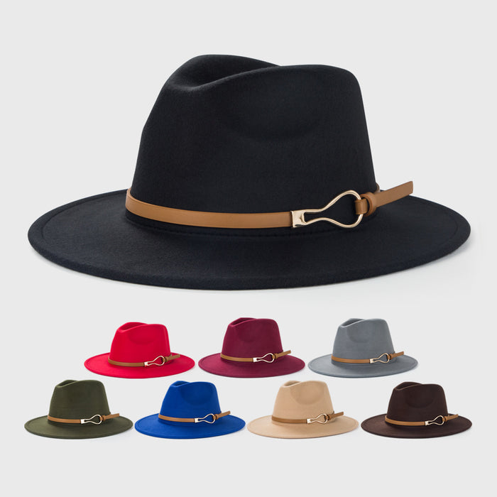 Sombreros retro de lana retro al por mayor hombres y mujeres accesorios de cinturón monocromático sentidos sombreros moq≥2 jdc-fh-yuge001