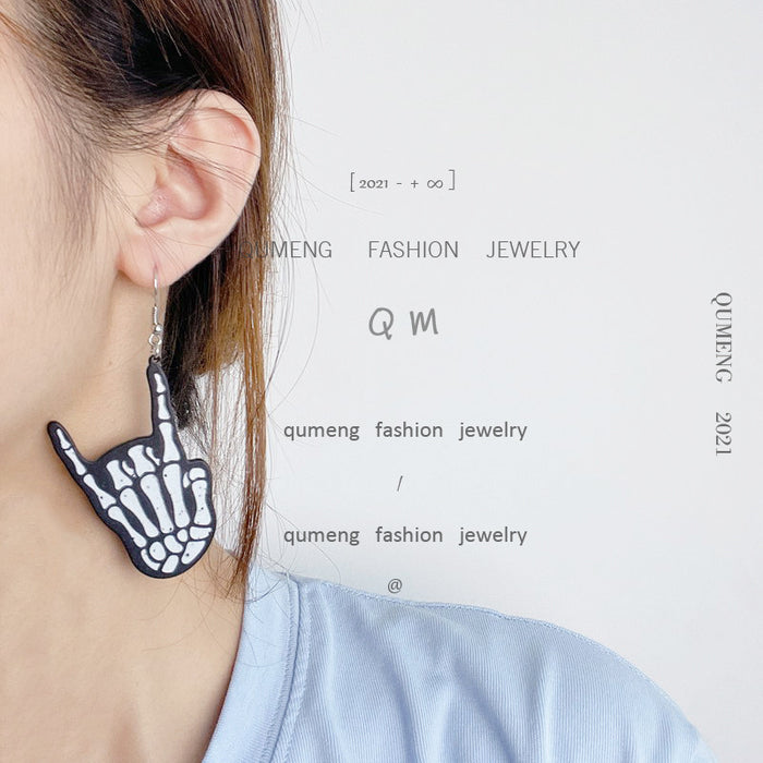 Wholesale Earrings Acrylic Skull Fingers JDC-ES-moshu014