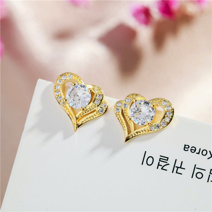 Wholesale 925 Silver Needle Heart Shape Simple Temperament Love Earrings JDC-ES-JYS011