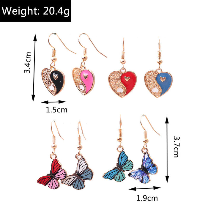 Wholesale Earrings Alloy Enamel Color Matching Love Butterfly Earrings Set JDC-ES-yseng005