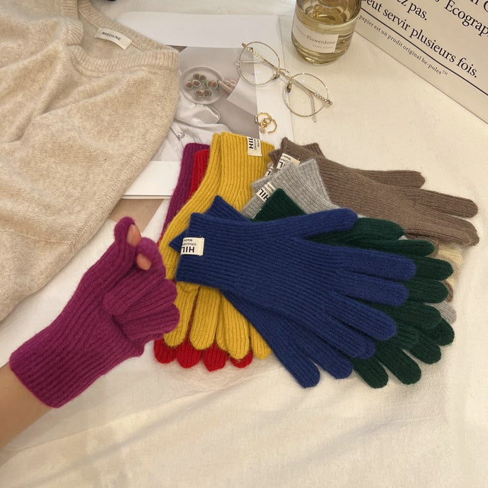 Wholesale Gloves Acrylic Warm Solid Color Knit Touchscreen JDC-GS-YanD005