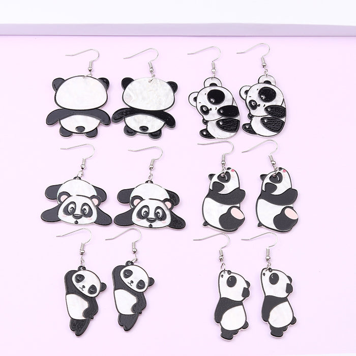 Jewelry WholesaleWholesale Cute Giant Panda Acrylic Embossed Print Stud Earrings JDC-ES-DUAI022 Earrings 渡爱 %variant_option1% %variant_option2% %variant_option3%  Factory Price JoyasDeChina Joyas De China