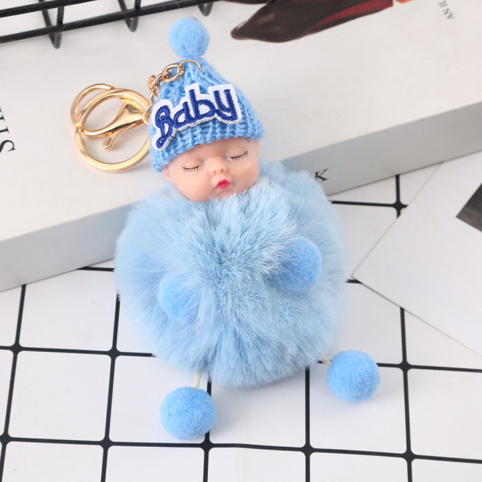 Wholesale sleeping cute doll fur ball keychain cute plush sleeping dream doll keychain MOQ≥2 JDC-KC-YXin003